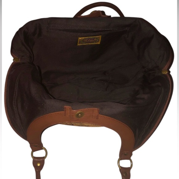 Vintage Scala Hobo Shoulder Bag  EUC Leaf/Floral Print Tapestry Material - Picture 5 of 8